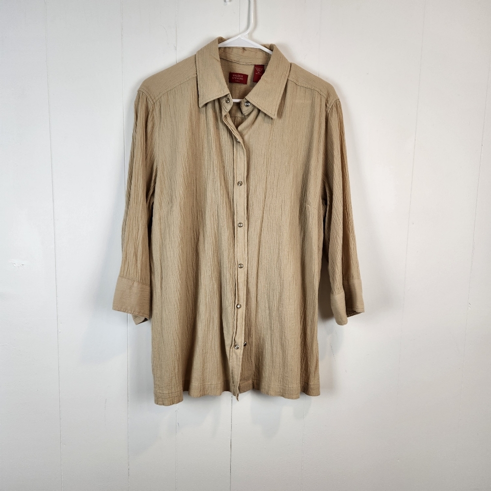 Valarie Steven's Gauze Crinkle Snap front Tunic Size XL